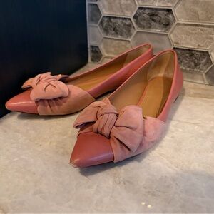 Tory Burch Esme Pink Flats with Bow Accent
